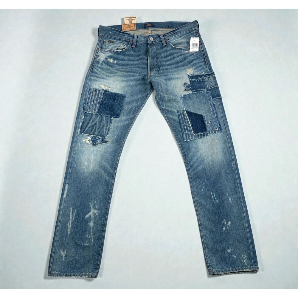 Polo Ralph Lauren Sullivan Slim Distressed Patchwork Jeans 38x32 NWT